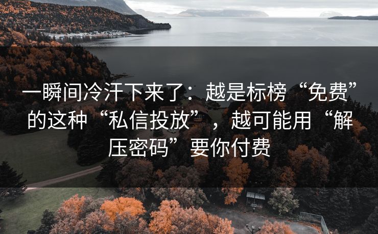 一瞬间冷汗下来了：越是标榜“免费”的这种“私信投放”，越可能用“解压密码”要你付费