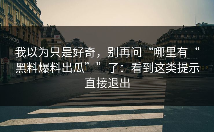 我以为只是好奇,别再问“哪里有“黑料爆料出瓜””了:看到这类提示直接退出