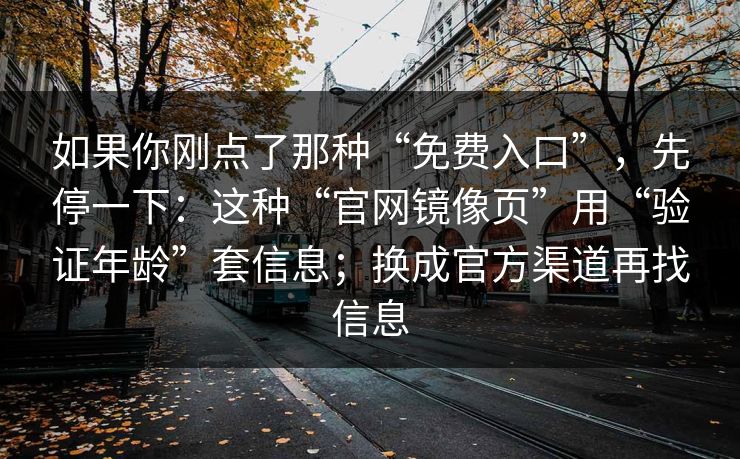 如果你刚点了那种“免费入口”，先停一下：这种“官网镜像页”用“验证年龄”套信息；换成官方渠道再找信息  第1张