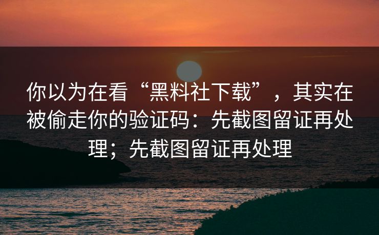 你以为在看“黑料社下载”，其实在被偷走你的验证码：先截图留证再处理；先截图留证再处理