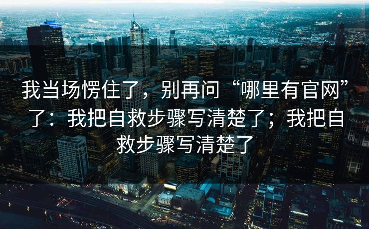 我当场愣住了，别再问“哪里有官网”了：我把自救步骤写清楚了；我把自救步骤写清楚了