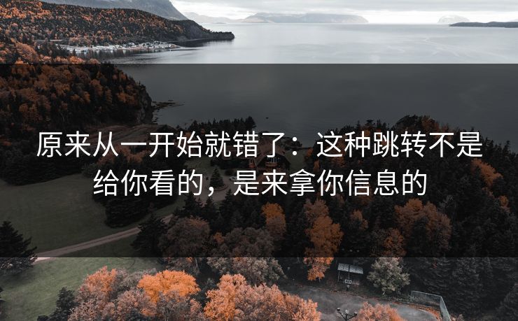 原来从一开始就错了：这种跳转不是给你看的，是来拿你信息的
