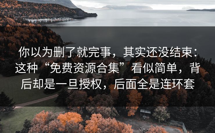 你以为删了就完事，其实还没结束：这种“免费资源合集”看似简单，背后却是一旦授权，后面全是连环套