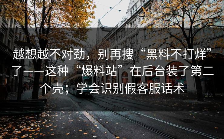 越想越不对劲,别再搜“黑料不打烊”了——这种“爆料站”在后台装了第二个壳;学会识别假客服话术 越想越不对劲,别再搜“黑料不打烊”了——这种“爆料站”在后台装了第二个壳;学会识别假客服话术