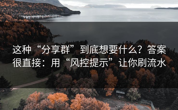 这种“分享群”到底想要什么？答案很直接：用“风控提示”让你刷流水