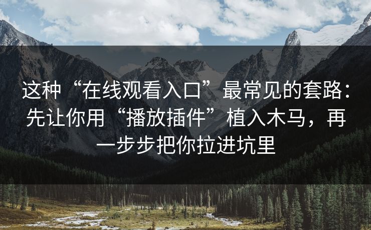 这种“在线观看入口”最常见的套路：先让你用“播放插件”植入木马，再一步步把你拉进坑里