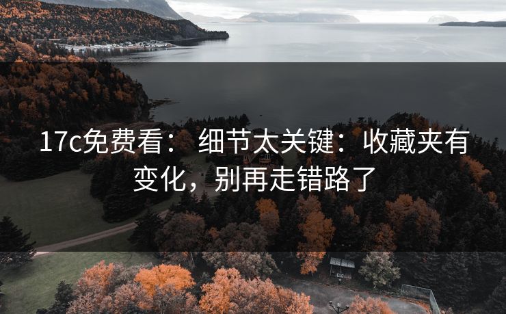 17c免费看： 细节太关键：收藏夹有变化，别再走错路了